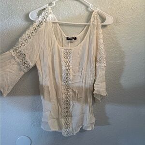 Elegant White Lace Trim Blouse